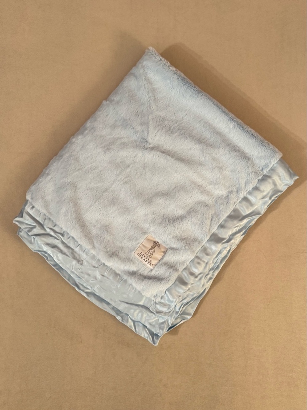 New Little Giraffe Blue Plush Blanket with Satin Edge